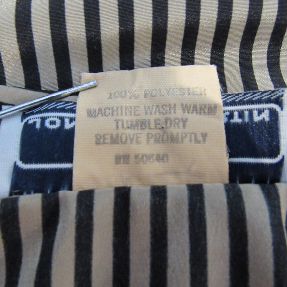 Vintage Jonathan Martin Black Taupe Stripe V Neck Button Down Blouse Women's S - Picture 8 of 8